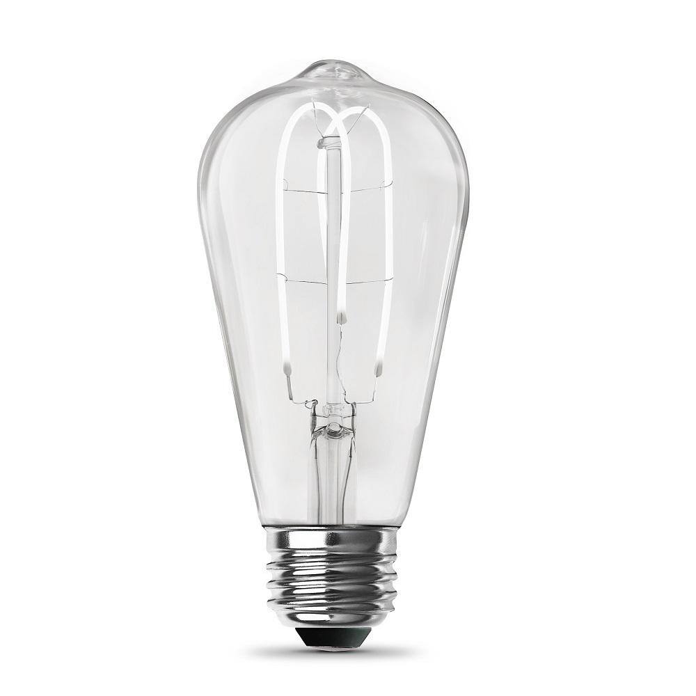 Feit Electric 40-Watt Equivalent ST19 Dimmable M Shape Filament Clear Glass Vintage Edison LED Light Bulb Daylight ST1940MCL950CAHDRP