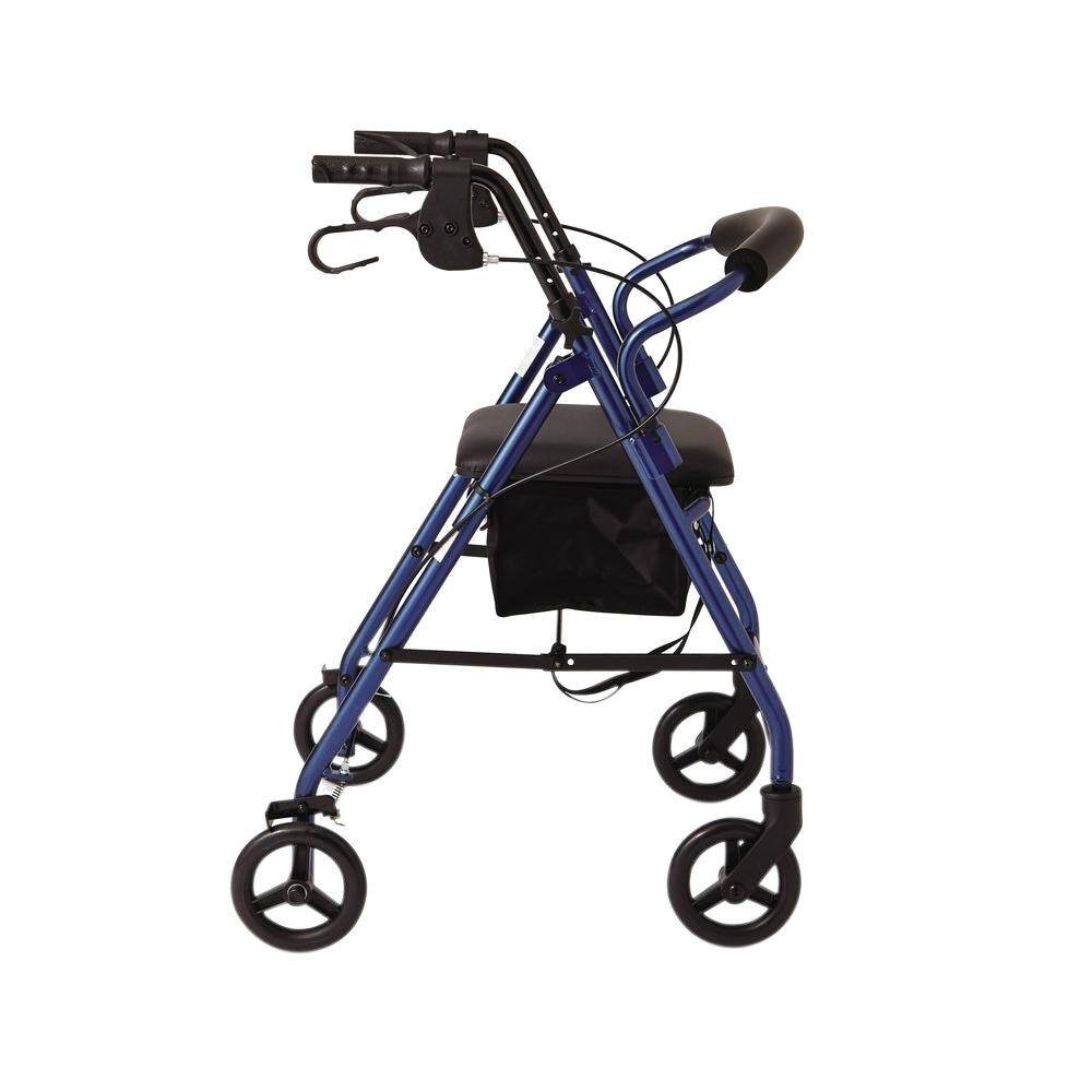 Medline Aluminum Lightweight Folding 4-Wheel Rollator in Blue MDS86850EB