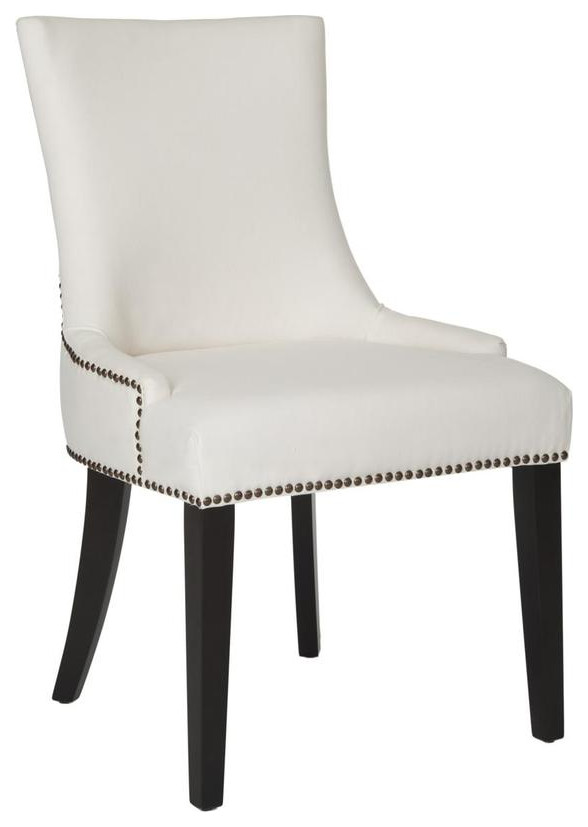 De De 19  x27 x27h Dining Chair set of 2 Silver Nail Heads White   Transitional   Dining Chairs   by Peachtree Fine Furniture  Houzz