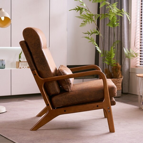 High Back Solid Wood Armrest Backrest Leisure Chair Accent Chair