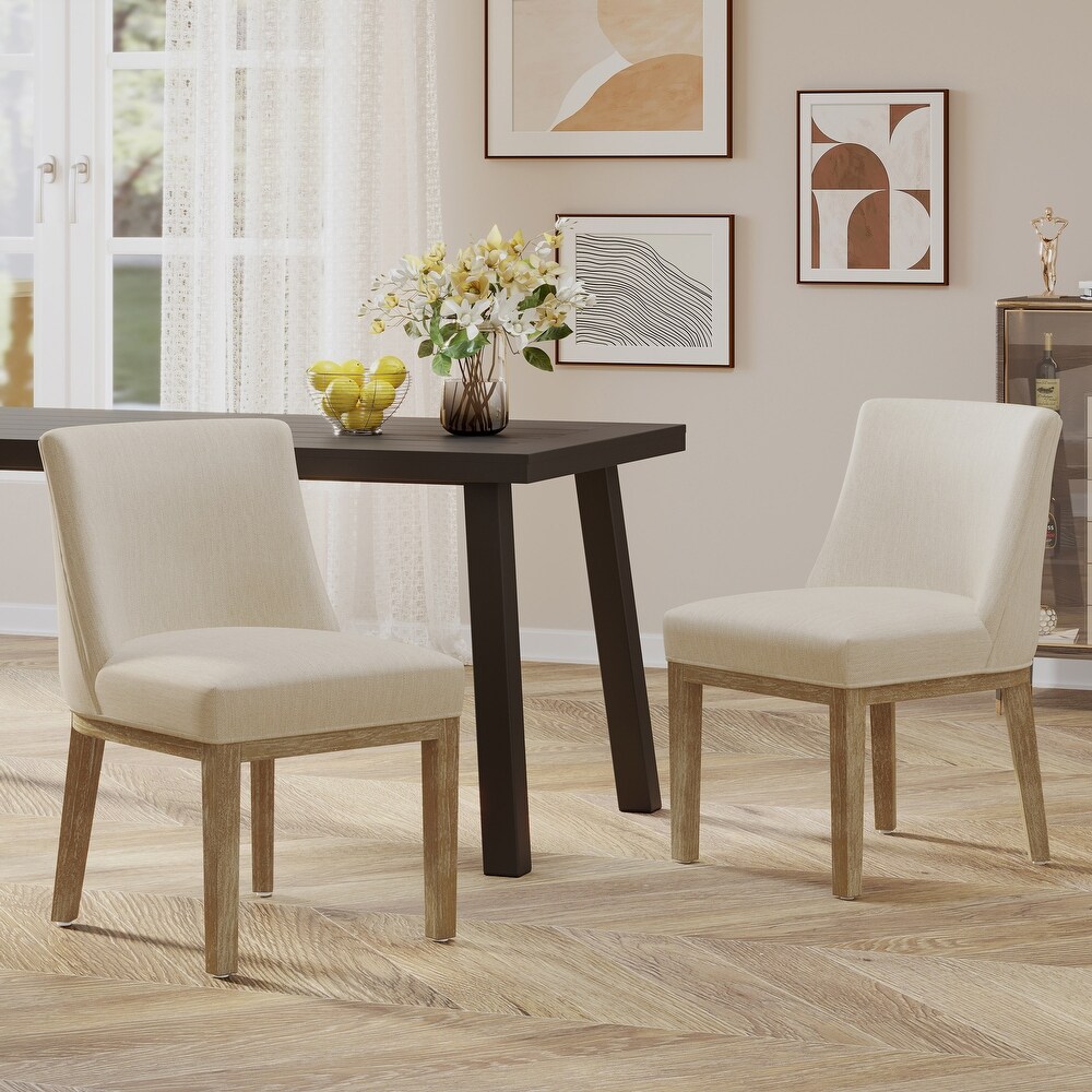 Camas Fabric Upholstered Wood Dining Chairs (Set of 2) by Christopher Knight Home