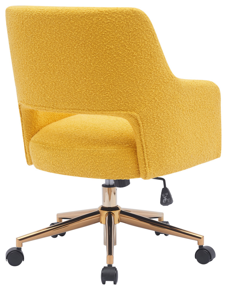 Genevieve Mid Century Modern Office Accent Chair With Wheels  Mustard   Contemporary   Armchairs And Accent Chairs   by WestinTrends  Houzz