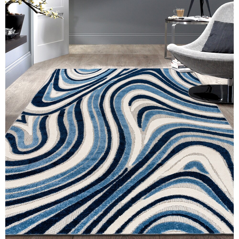 World Rug Gallery Modern Waves Indoor/Outdoor Area Rug