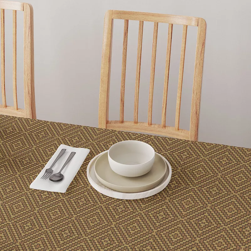 Square Tablecloth， 100% Polyester， 70x70， Diamond Wicker Wood Work