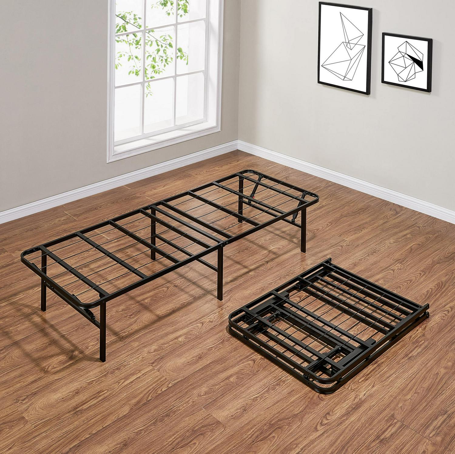 Mainstays 14  High Profile Foldable Steel Full Platform Bed Frame Black  Crowdfused