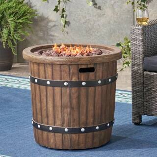 Noble House Quincy 25 in. x 24 in. Circular MGO Propane Fire Pit in Dark Brown 41942