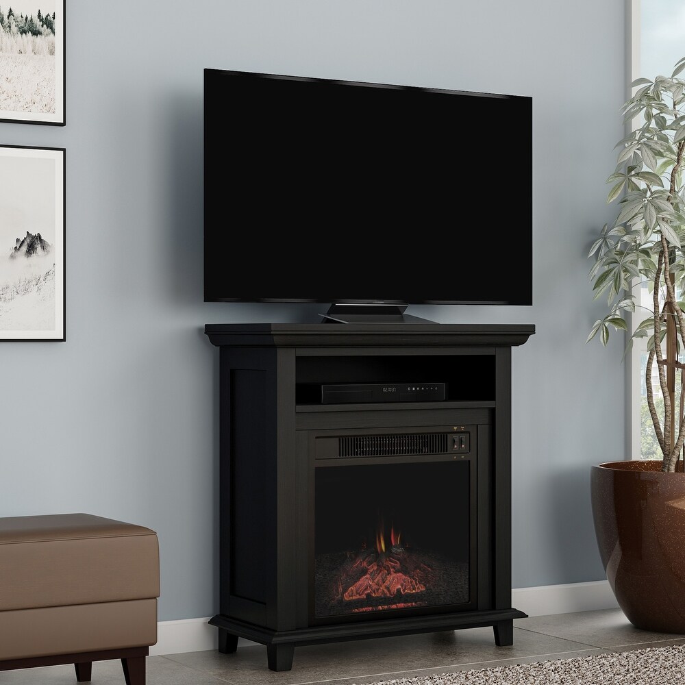 Copper Grove Siavonga Electric Fireplace TV Stand with Faux Logs and LED Flames   27 x 12.4 x 29   27 x 12.4 x 29