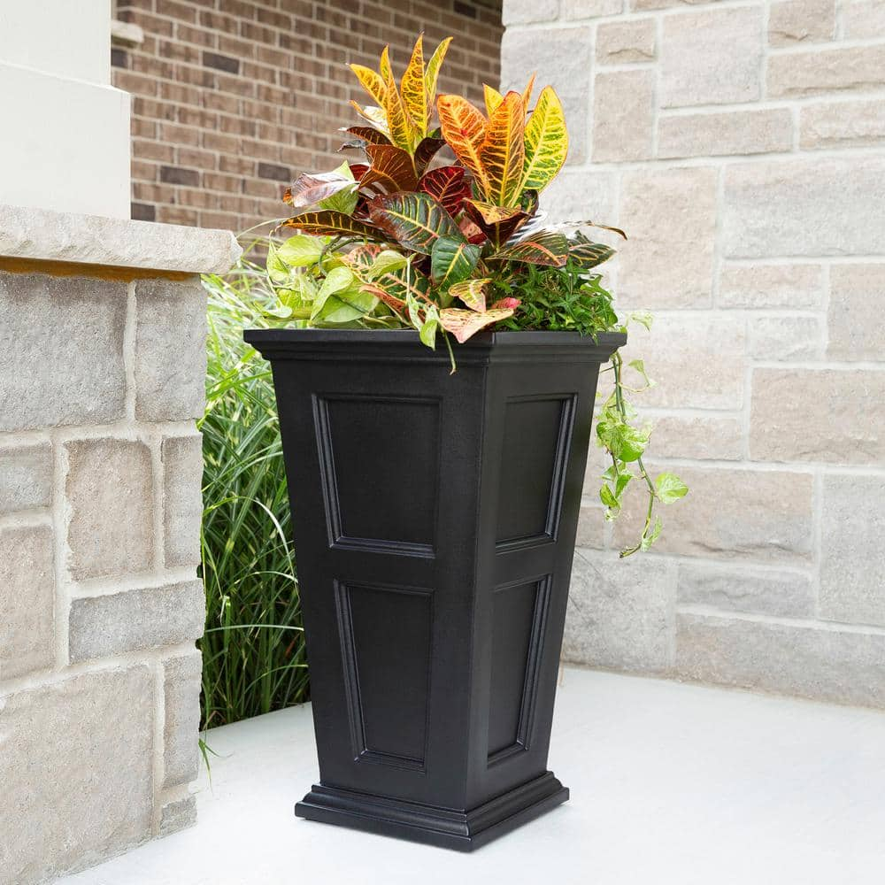 Mayne Fairfield 34 in. Tall Self-Watering Black Polyethylene Planter 8806-B