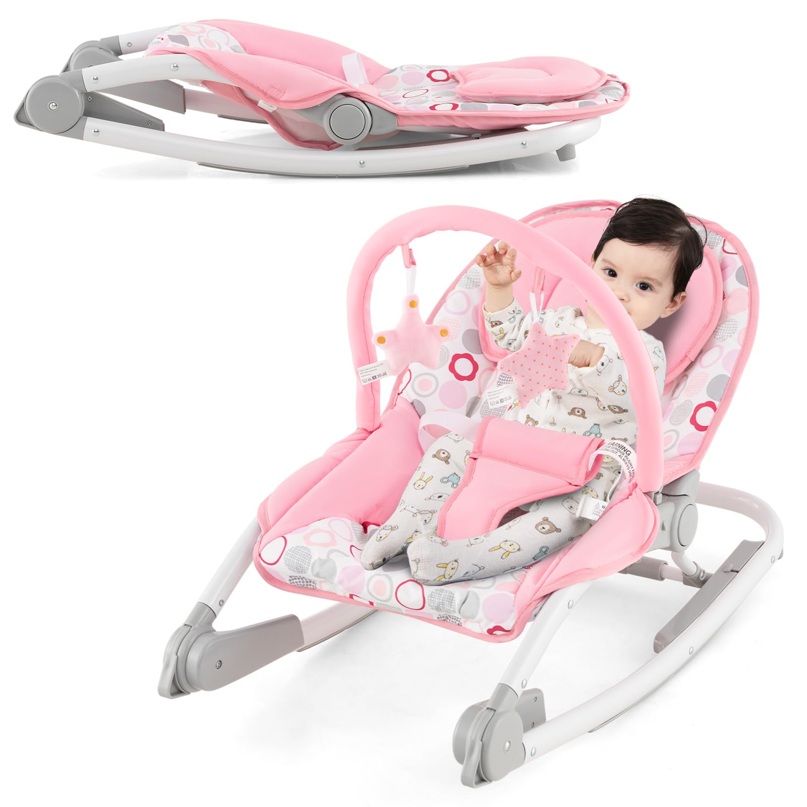 Baby Bouncers for Infants, 2 in 1 Foldable Toddler Bouncy Seat