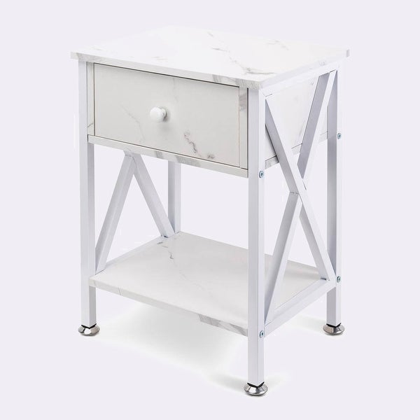 Side Table with Drawer and Open Storage Shelves