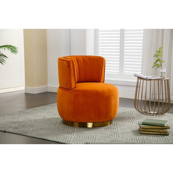 360 Degree Swivel Barrel Accent Chair， Round Backrest Chair， Fluffy Velvet Fabric Lazy Sofa Single Sofa Chair