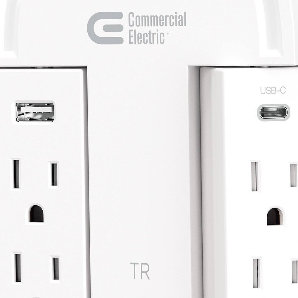 Commercial Electric 6-Outlet Wall Mounted Swivel Surge Protector with USB HDC6WSUCW