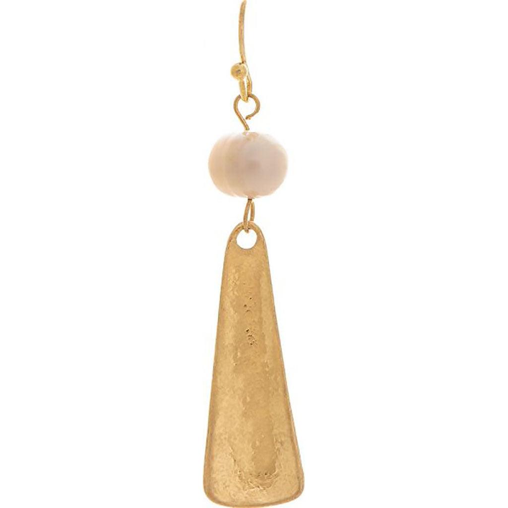 Rain  Gold Pearl Top Bar Earrings