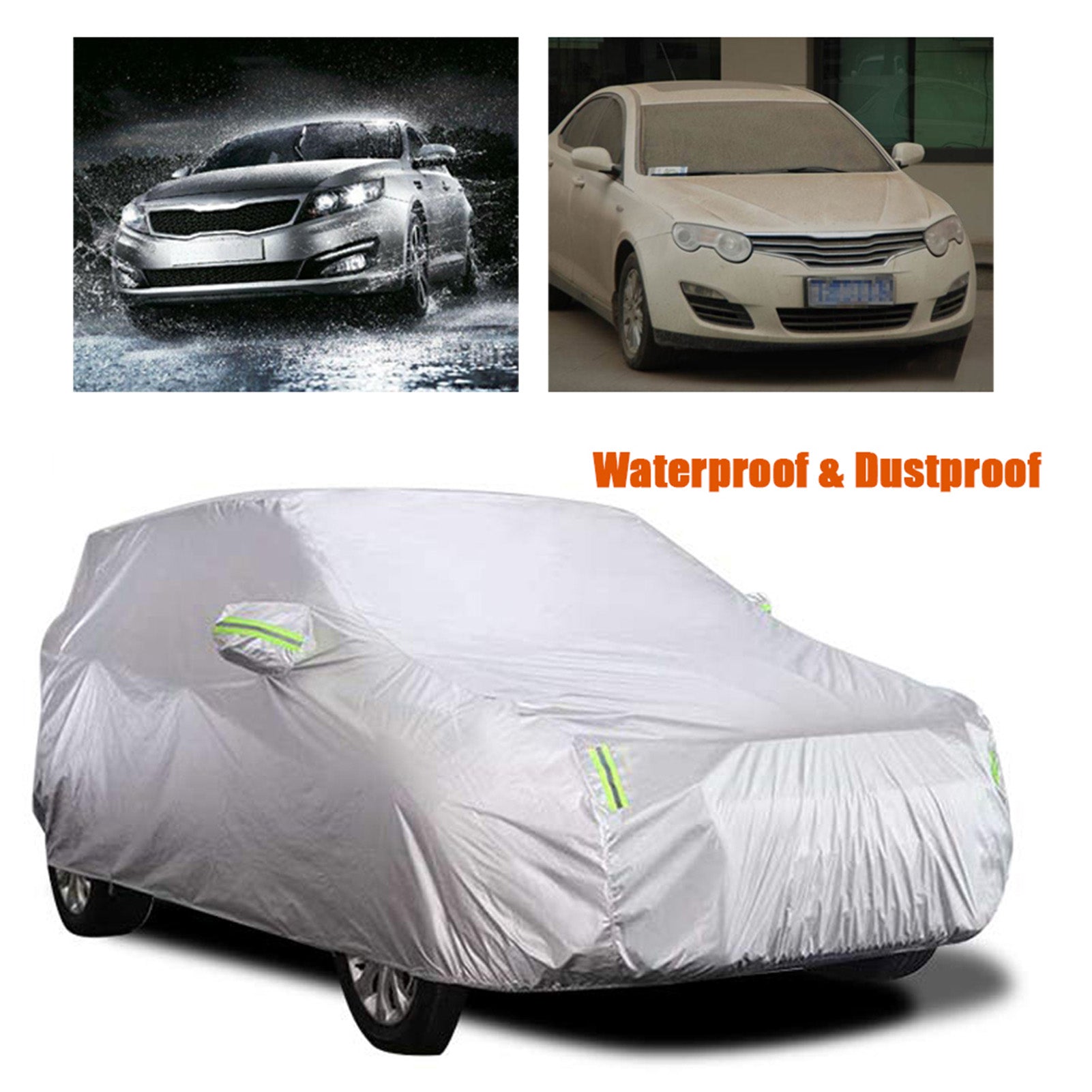 walmeck Car Cover Full Covers with Reflective Strip Sunscreen Protection Dustproof Scratch-Resistant for 4X4SUV Business Car