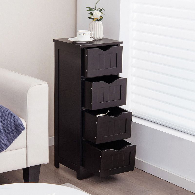 4-Drawer Freestanding Floor Cabinet with Anti-Toppling Device