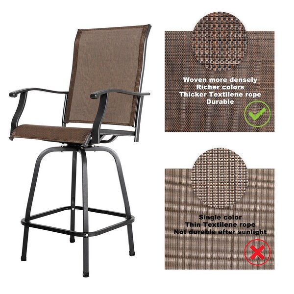 Outdoor 3Piece Patio Swivel Bar Stool Set