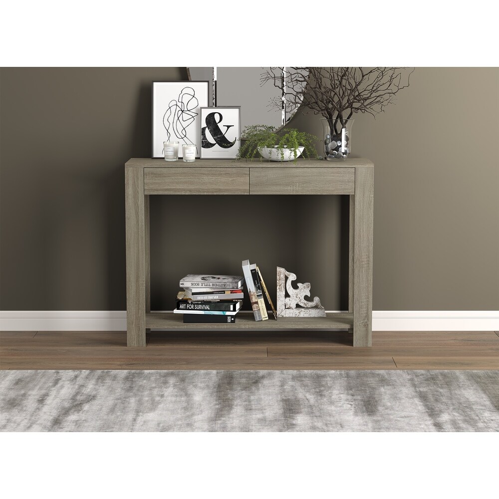 Console Table 40L Dark Taupe 2 Drawers 1 Shelf   40\