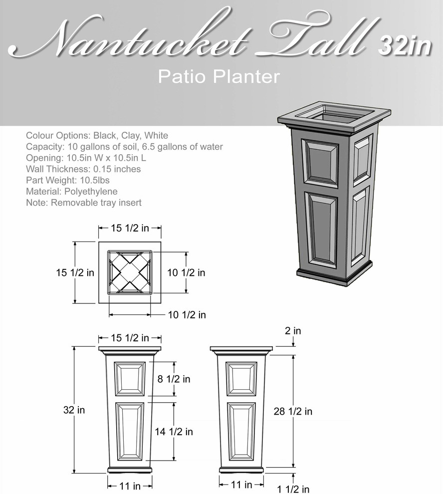 Mayne Nantucket Tall Patio Planter   Transitional   Outdoor Pots And Planters   by Mid Atlantic Mailbox Inc  Houzz