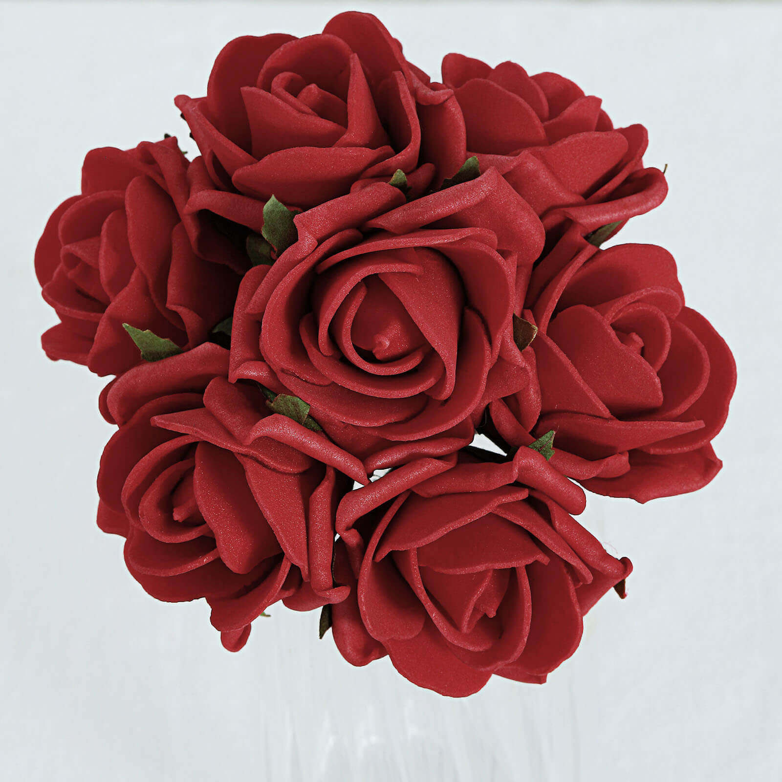 24 Roses Red Artificial Foam Flowers With Stem Wire and Leaves 2