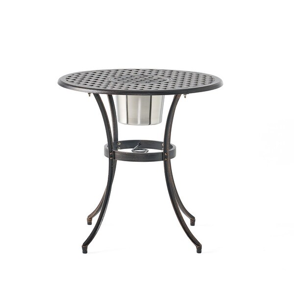 3 Piece Outdoor Aluminum Bistro Set with Central Ice Bucket for Patio and Garden