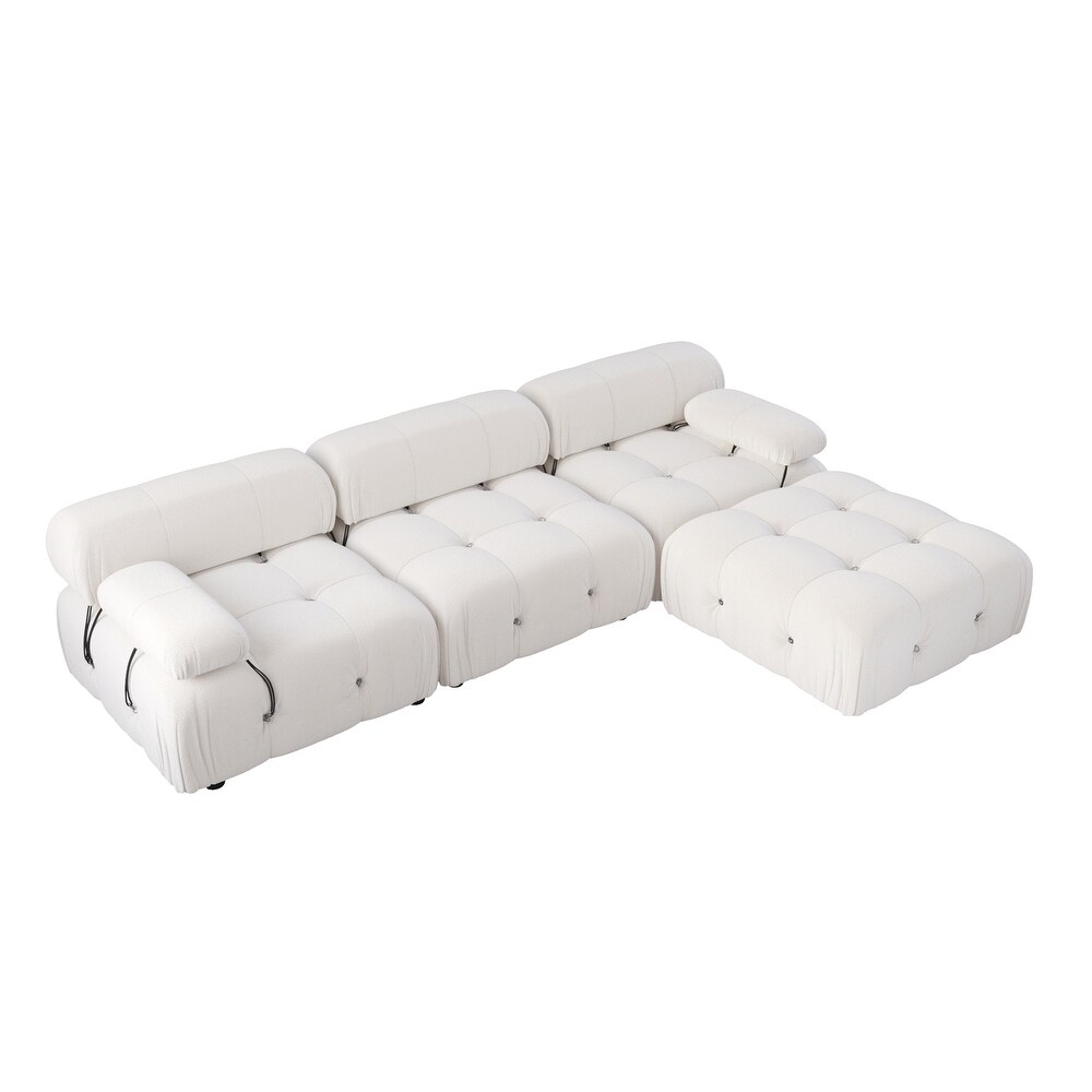 L shape Teddy Sectional Sofa Soft Couch