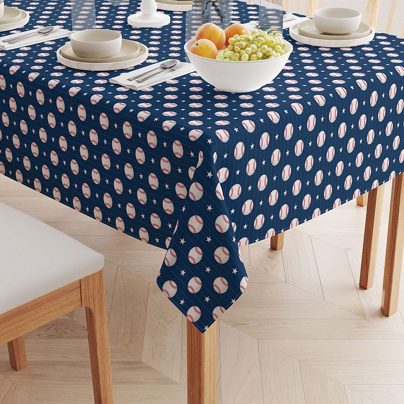 Square Tablecloth， 100% Polyester， 70x70， Baseball Stripe