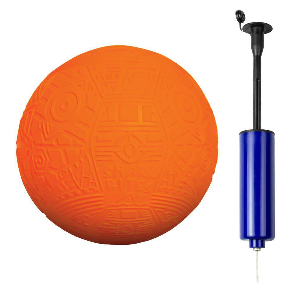 Poolmaster Shark Bites 7 in. Swimming Pool and Outdoor Grip Ball and Hand Air Pump Combo (Orange) 06757