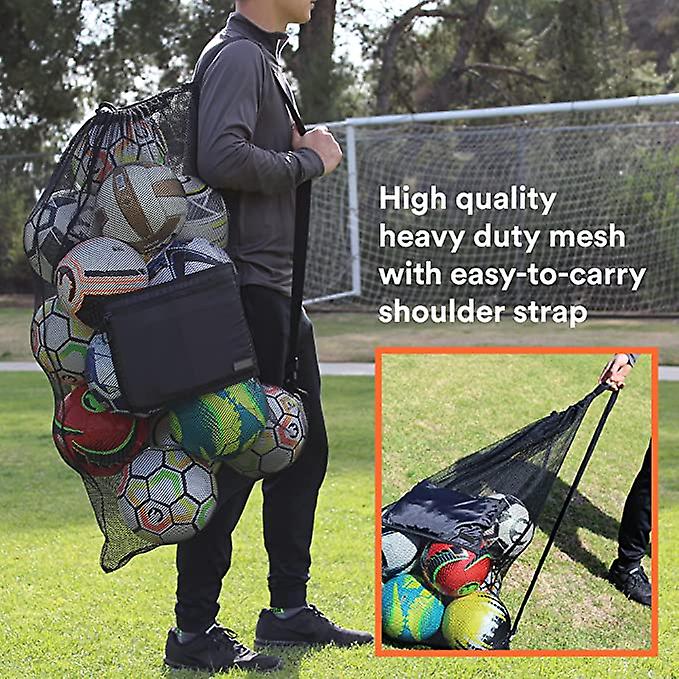 Extra Large Heavy Duty Mesh Bag. Best For Soccer Ball， Water Sports， Beach Cloth， Swimming Gears. Adjustable Shoulder Strap Made To Fit Adults And Kid