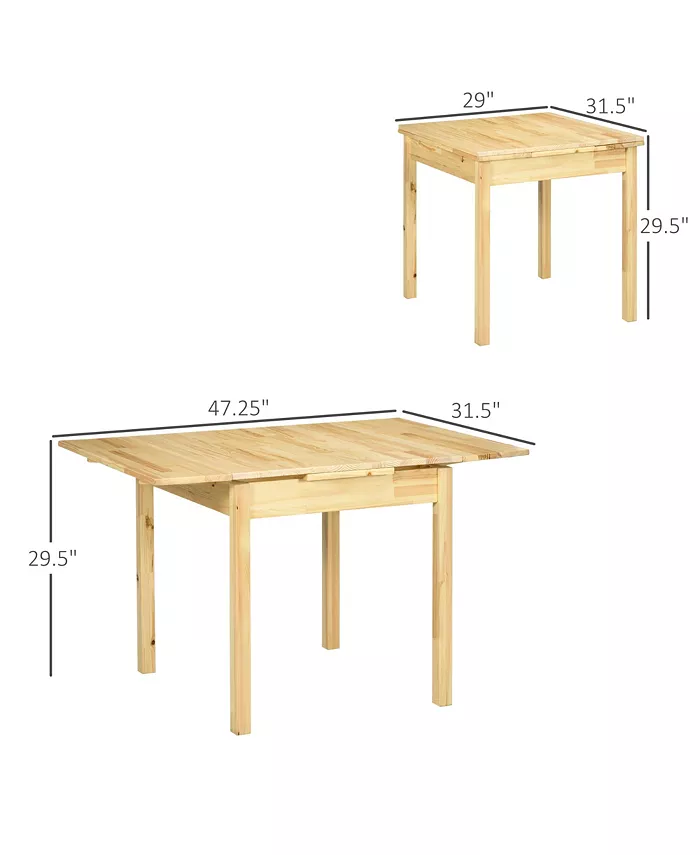 HOMCOM Folding Dining Table with Drop Leaf Natural