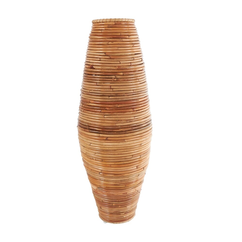Brown Rattan Handmade Tall Wrapped Vase