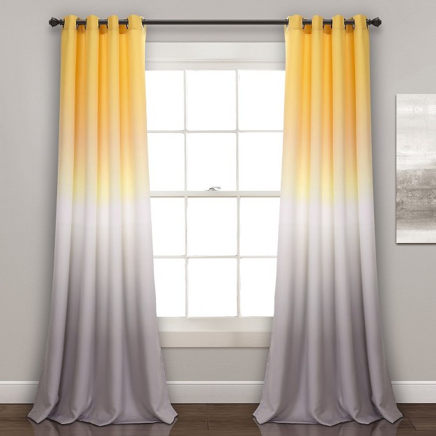 Home Boutique Umbre Fiesta Light Filtering Window Curtain Panels Yellow gray 52x95 Set