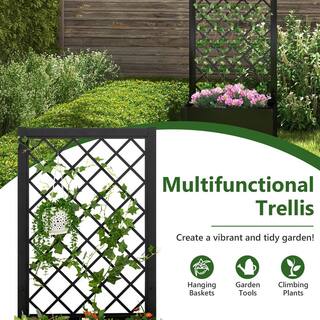 ANGELES HOME 49 in. Black Metal Vertical Raised Garden Bed with Trellis(1-Pack) 398CKGT04