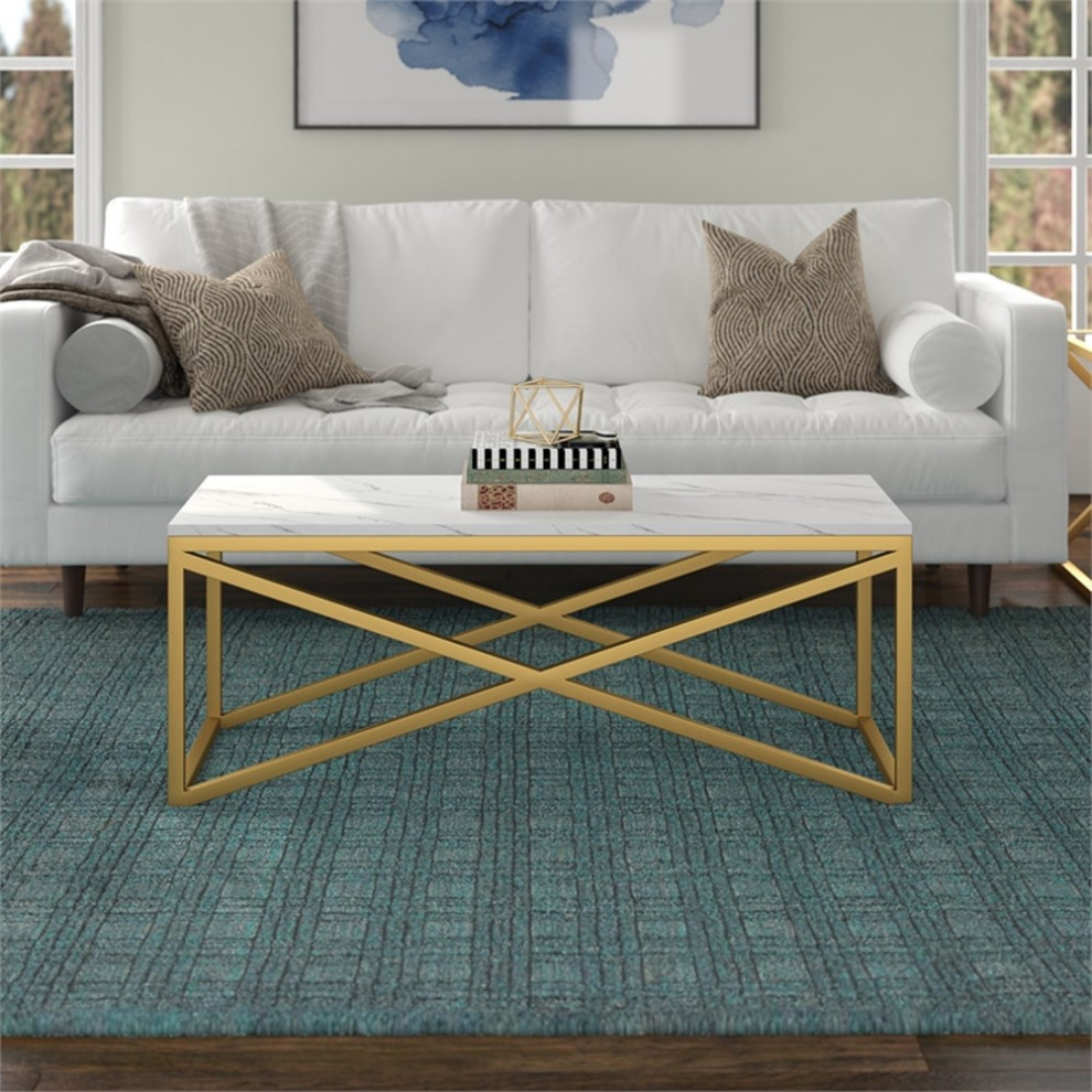 Henn ampHart 46 quotGold Coffee Table   Contemporary   Coffee Tables   by Homesquare  Houzz