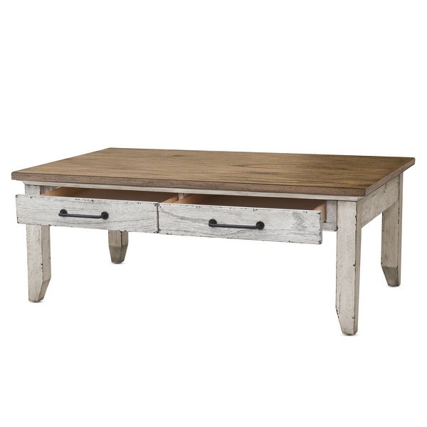 The Gray Barn Billings Creek Two-Tone Ivory and Honey Coffee Table