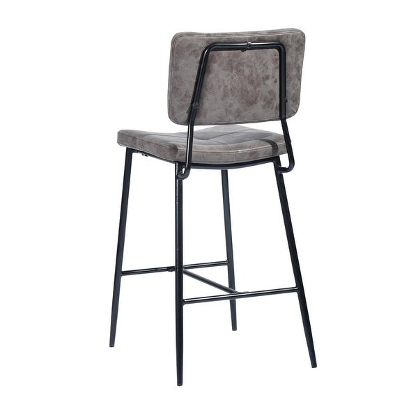 Counter Bar Stools with Metal Legs(Set of 2)， PU Leather