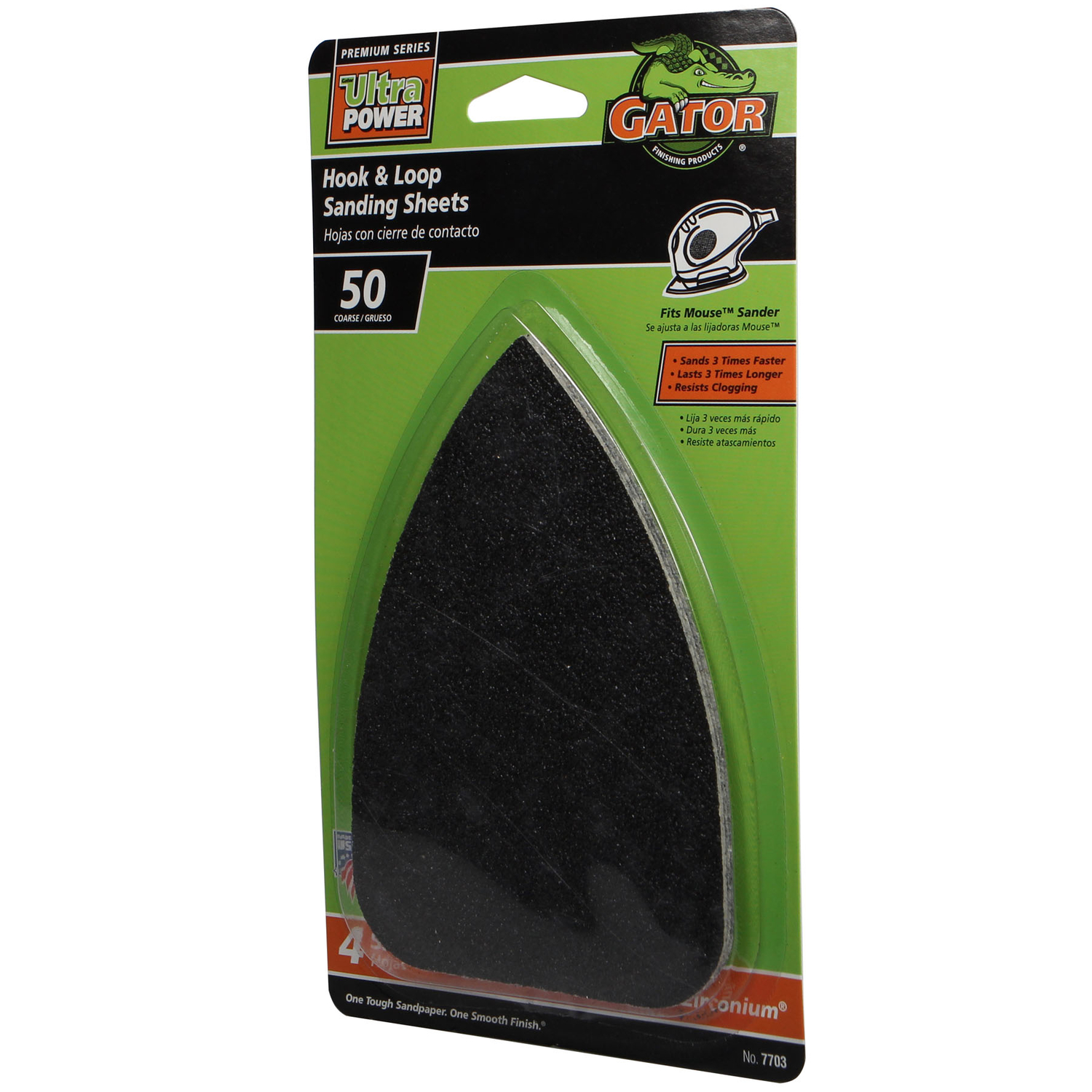 Gator Mouse 5 in. L X 3-1/2 in. W 50 Grit Zirconium Oxide Mouse Sandpaper 4 pk