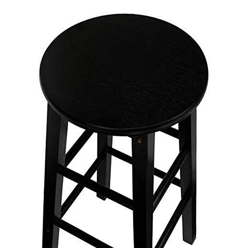 PJ Wood Classic Round-Seat 24 Inch Kitchen and Counter Stools， Black， Set of 2