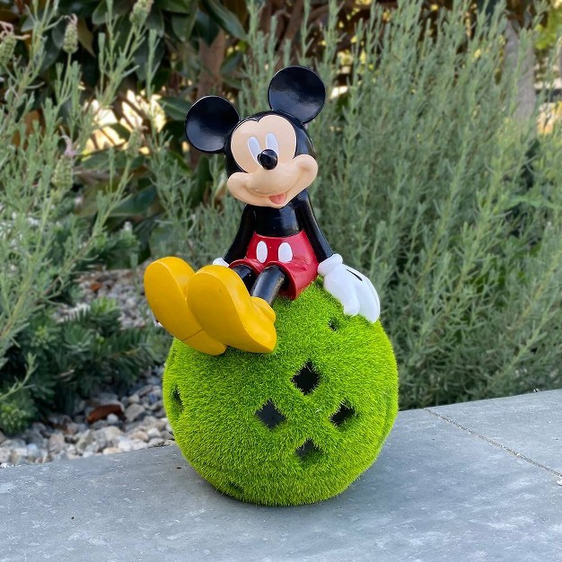 Stone Mickey Mouse Sitting On Flocked Ball Garden Statue