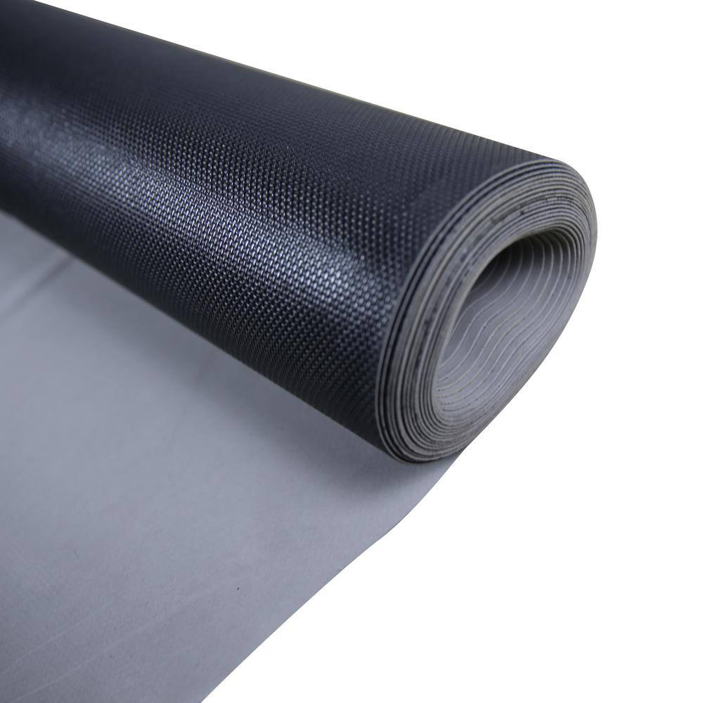 Dekorman HD PVC100 sq. ft.  roll 1.5mm Thickness + 0.15mm PE Film Gray Underlayment for LVT SPC Laminate Floated Flooring HSPC