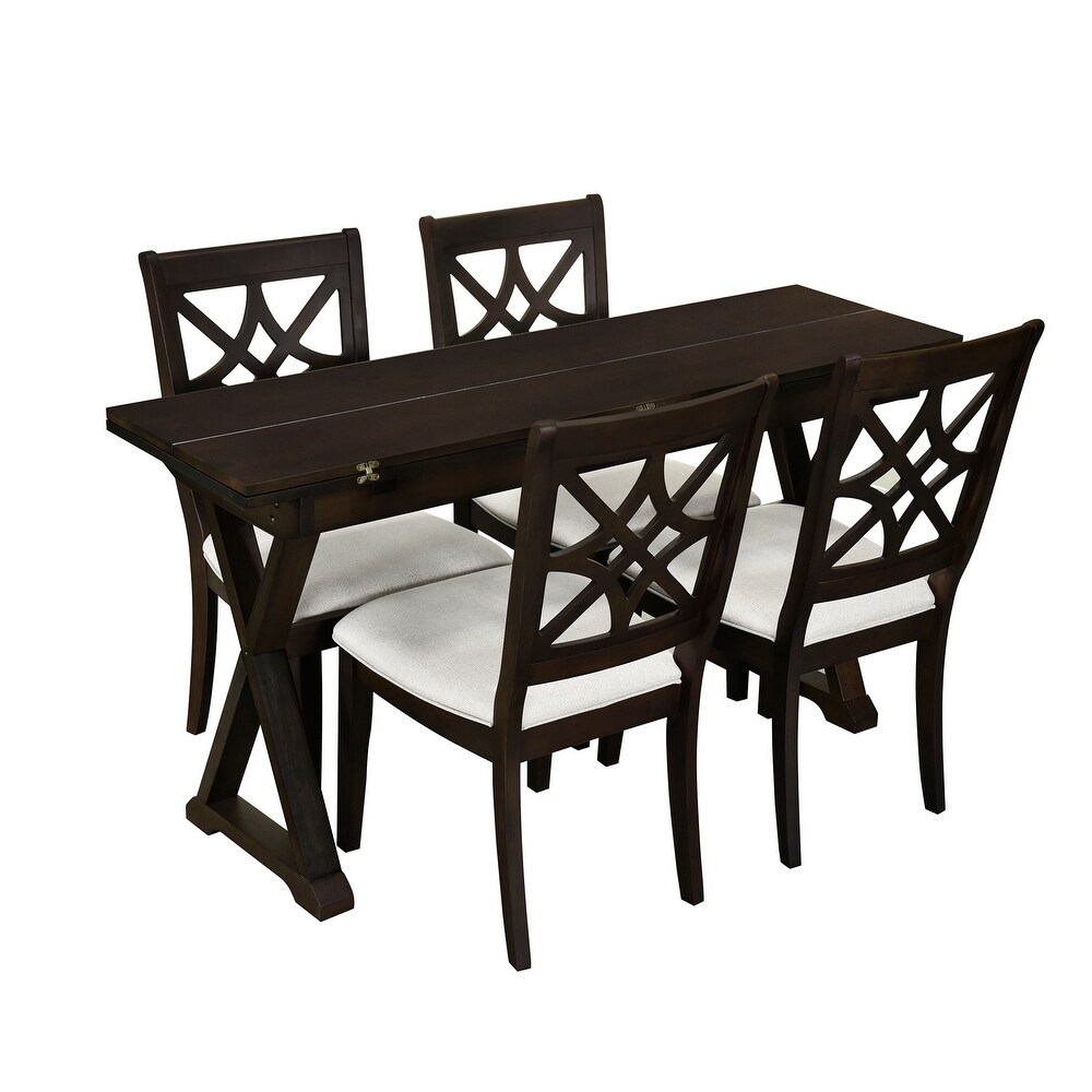 Rubber Wood Dining Table Set with X shape Legs