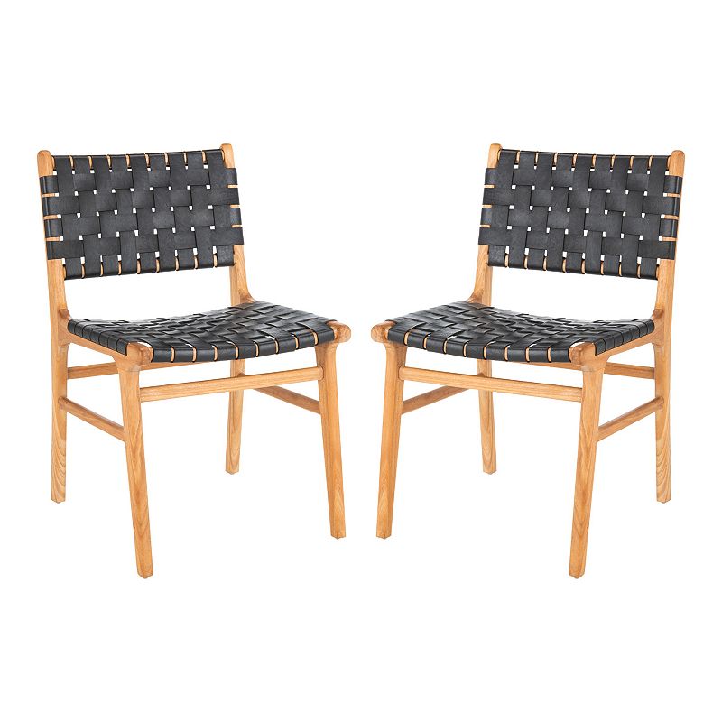 Safavieh Taika Woven Leather Dining Chair 2-Piece Set