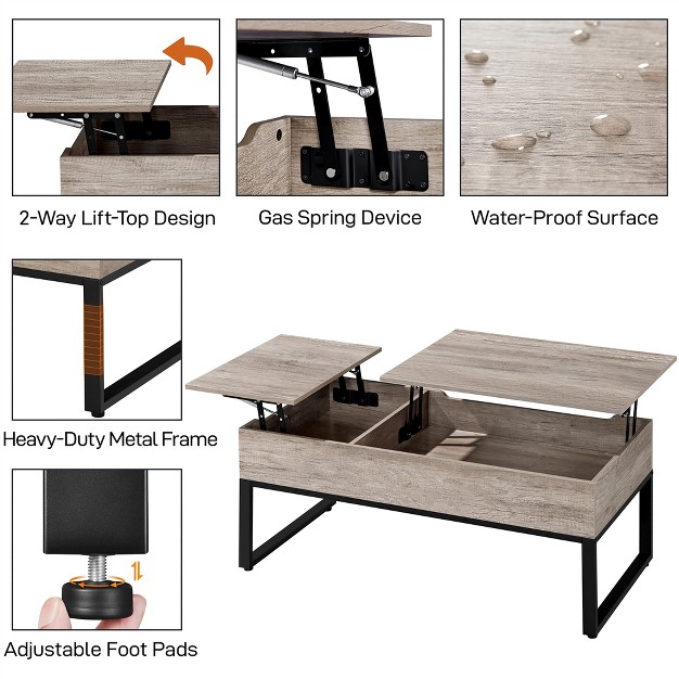 Yaheetech Lift Top Coffee Table With Hidden Compartments