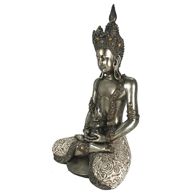 Design Toscano Silver Tibetan Avalokitesvara Buddha Statue