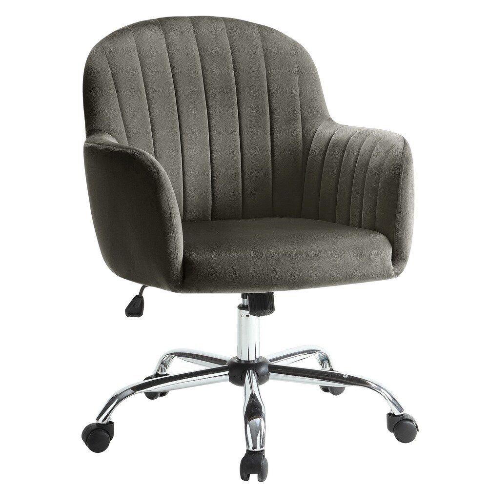 Geln Contemporary Velvet Upholstery Height Adjustable Desk Chair by Furniture of America