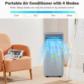 Gymax 3-in-1 Air Conditioner Dehumidifier Portable Air Cooler with Remote Control  Casters Gray GYMHD0090