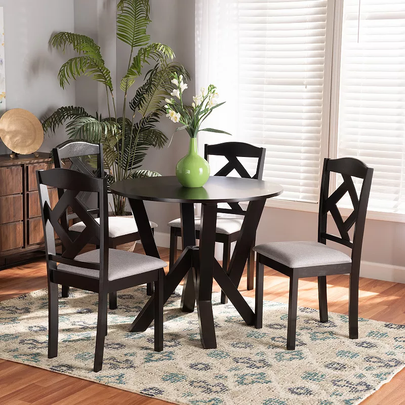 Baxton Studio Riona Dining Table and Chair 5-piece Set