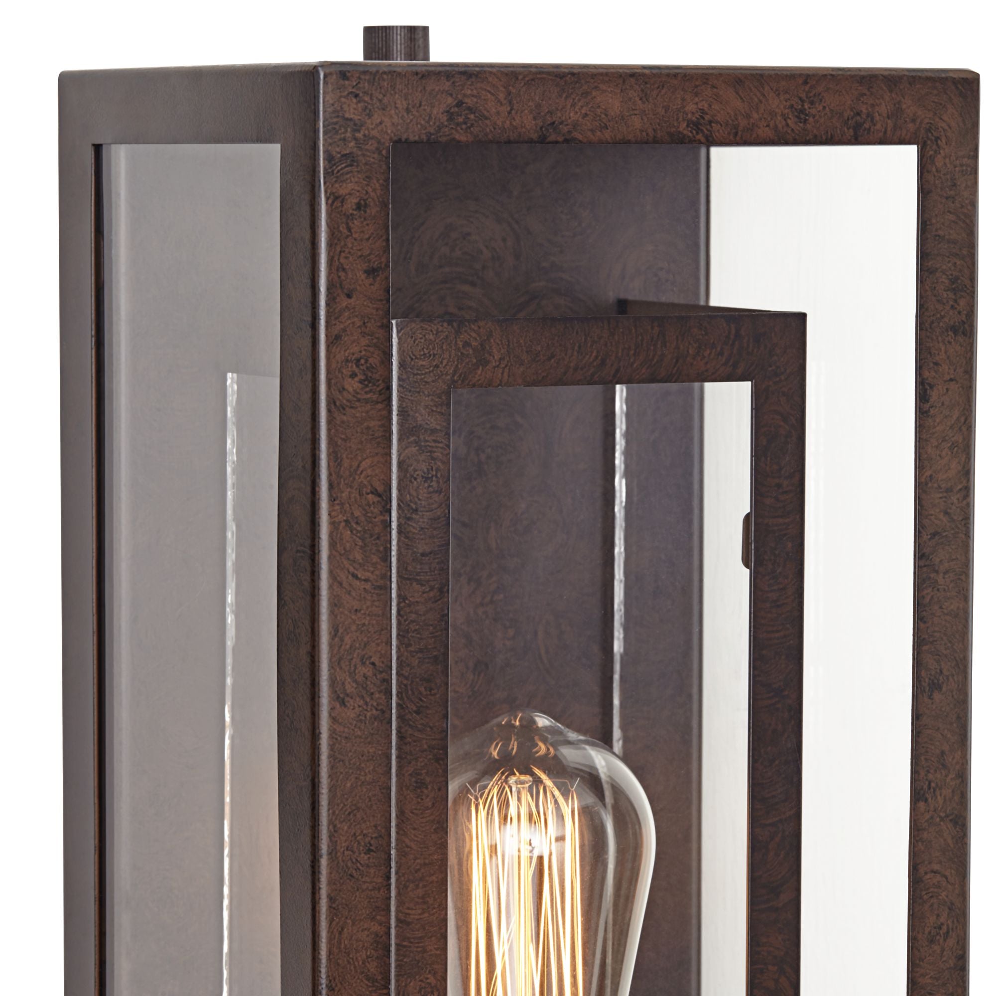 Possini Euro Design Modern Outdoor Wall Light Fixture Bronze Double Box 15 1/2" Clear Glass Exterior House Deck