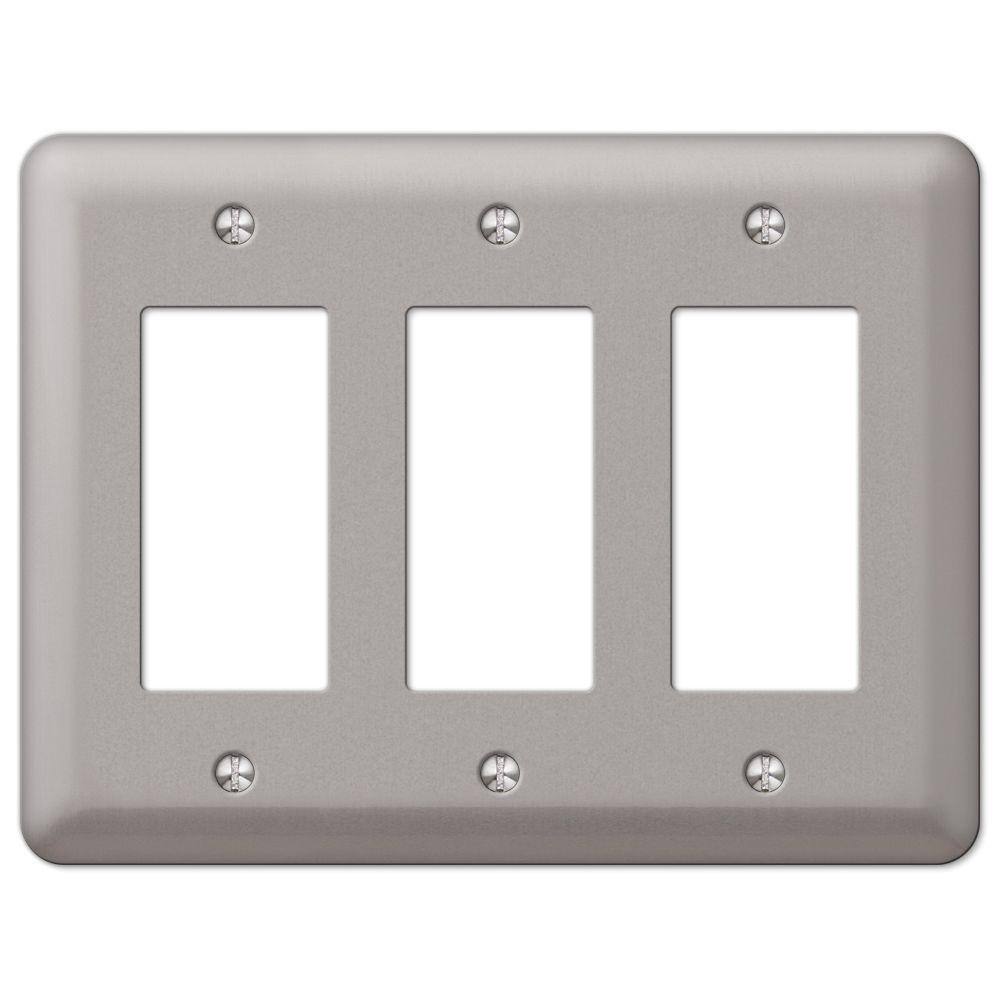 AMERELLE Declan 3 Gang Rocker Steel Wall Plate - Pewter 2RRRPW