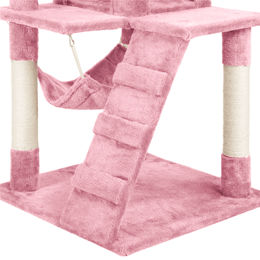 Yaheetech 51'' Multilevel Cat Tree Condo Cat Towers W/ Hammock Tunnel Scratching Post， Pink