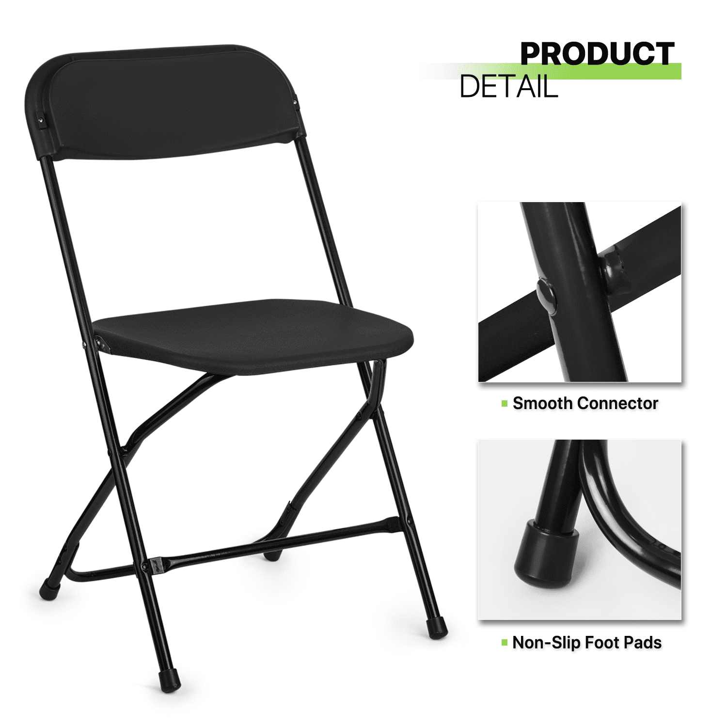 Magshion 10 Pack Plastic Foldable Stackable Chairs, for Indoor Outdoor Patio Garden Wedding Party Event Seat, Black